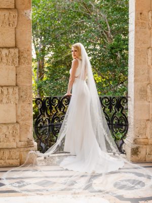 NWT Maritza’s Bridal Veils Beaded Floral White Bridal Veil with comb 400 – Maritzas Bridal Veils Inc main image 2